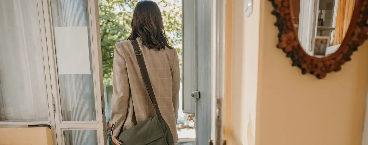 woman leaving